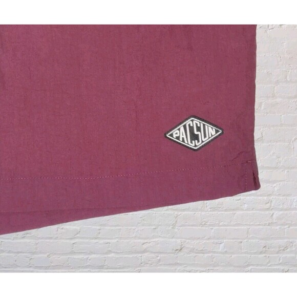 Pacsun Drawstring Nylon Lined Board Shorts Mens MED Maroon Beach Swim Surf - Picture 2 of 7